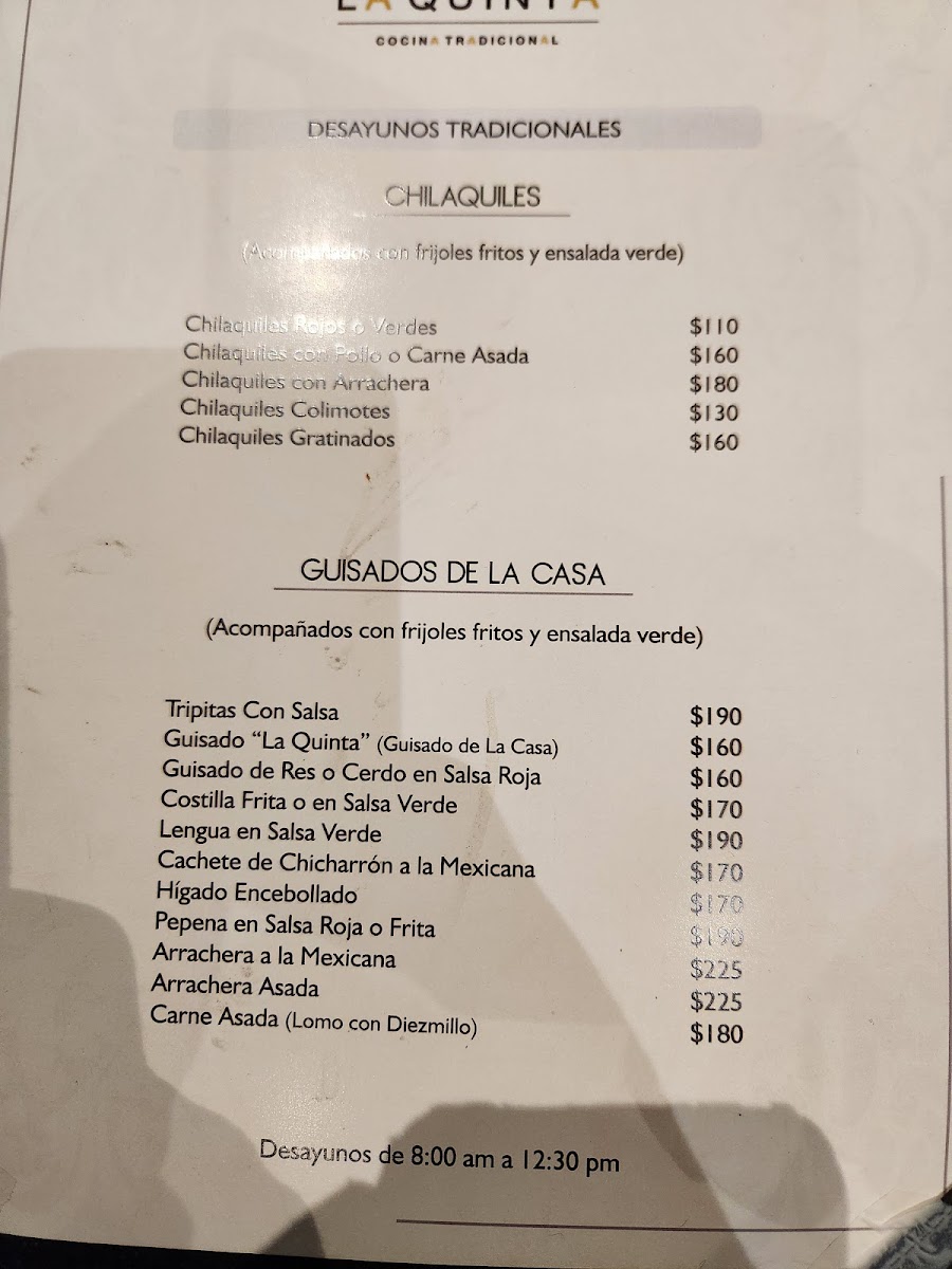 La Quinta Restaurante Photo Menu 6