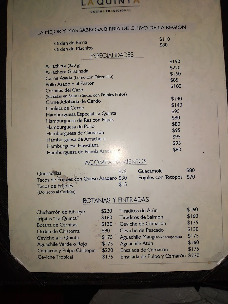 La Quinta Restaurante Photo Menu 9