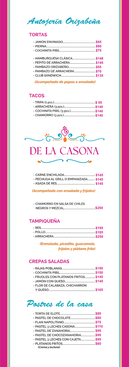 La Casona de Orizaba Photo Menu 2