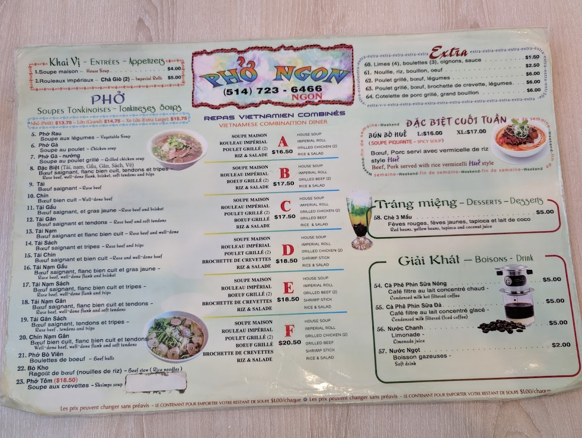 Restaurant Pho Ngon Photo Menu 1