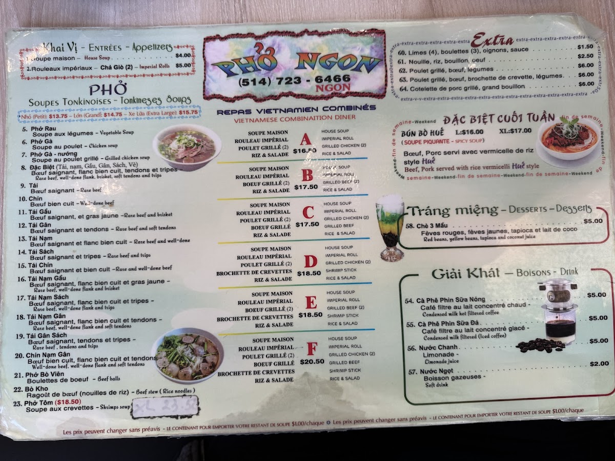 Restaurant Pho Ngon Photo Menu 3