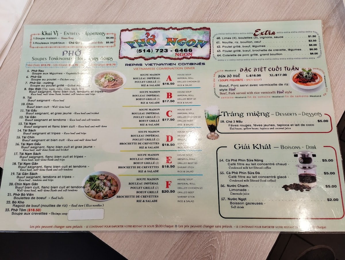 Restaurant Pho Ngon Photo Menu 7