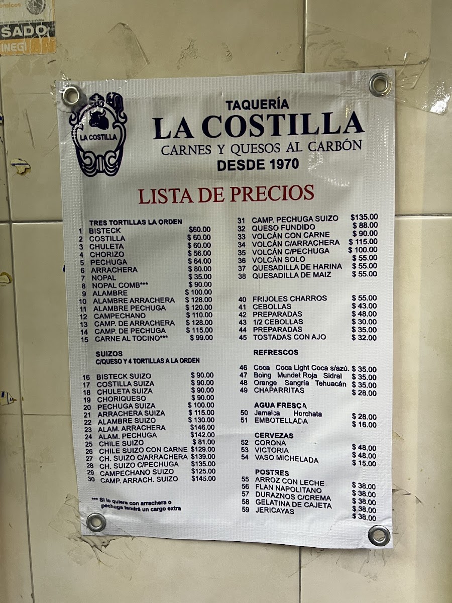 Taquería La Costilla Photo Menu 3