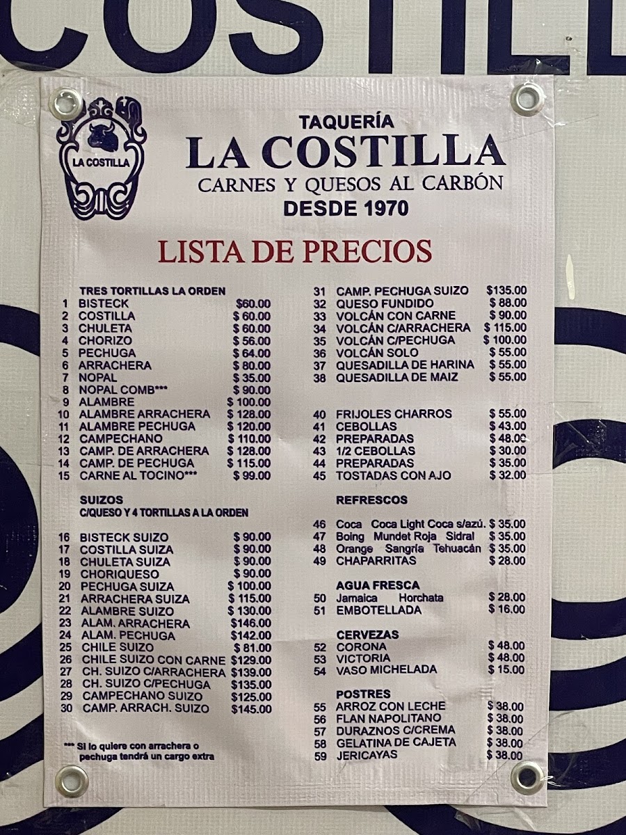 Taquería La Costilla Photo Menu 4