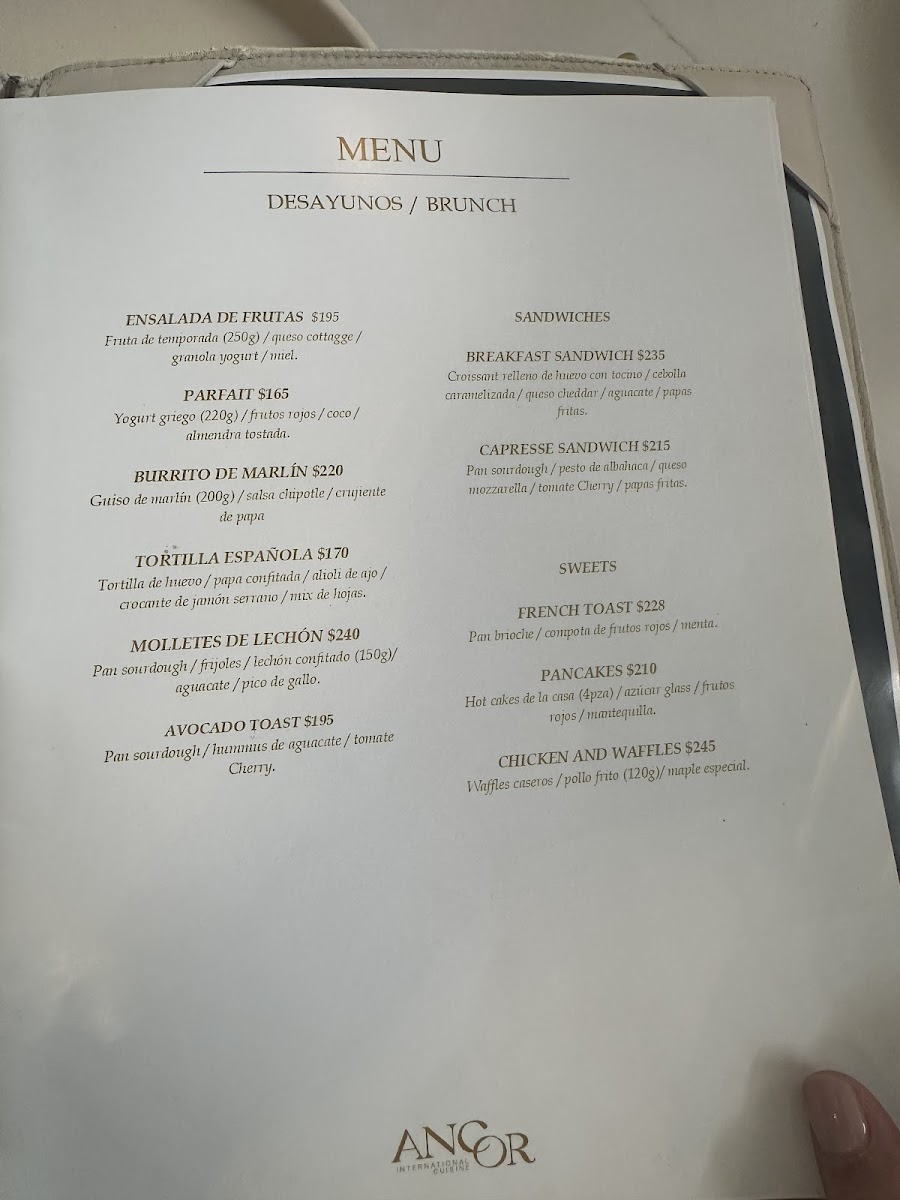 ANCOR RESTAURANT Photo Menu 1
