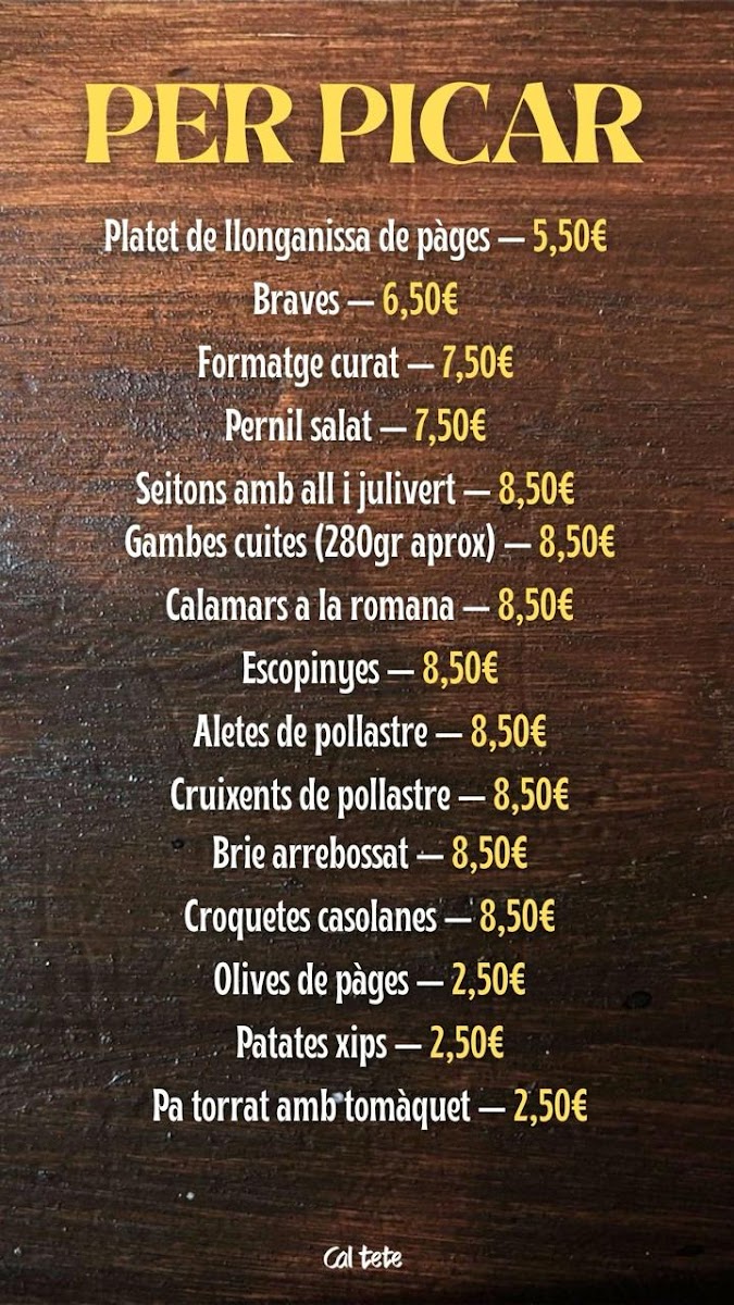 Cal tete Castell d'Aro Photo Menu 2