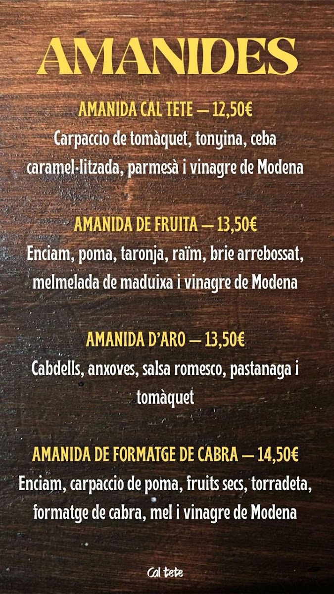 Cal tete Castell d'Aro Photo Menu 3