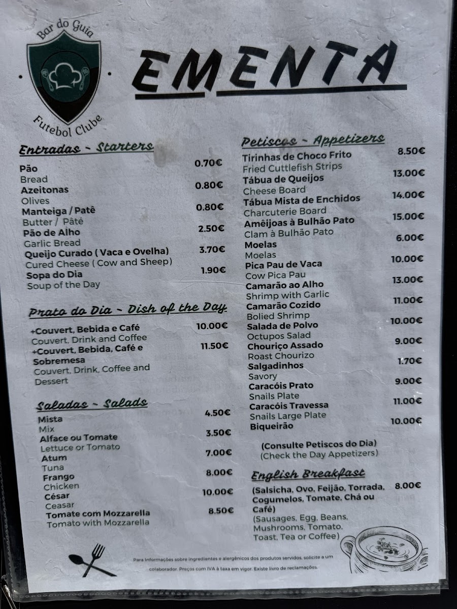 Snack Bar Guia F. C. Photo Menu 3