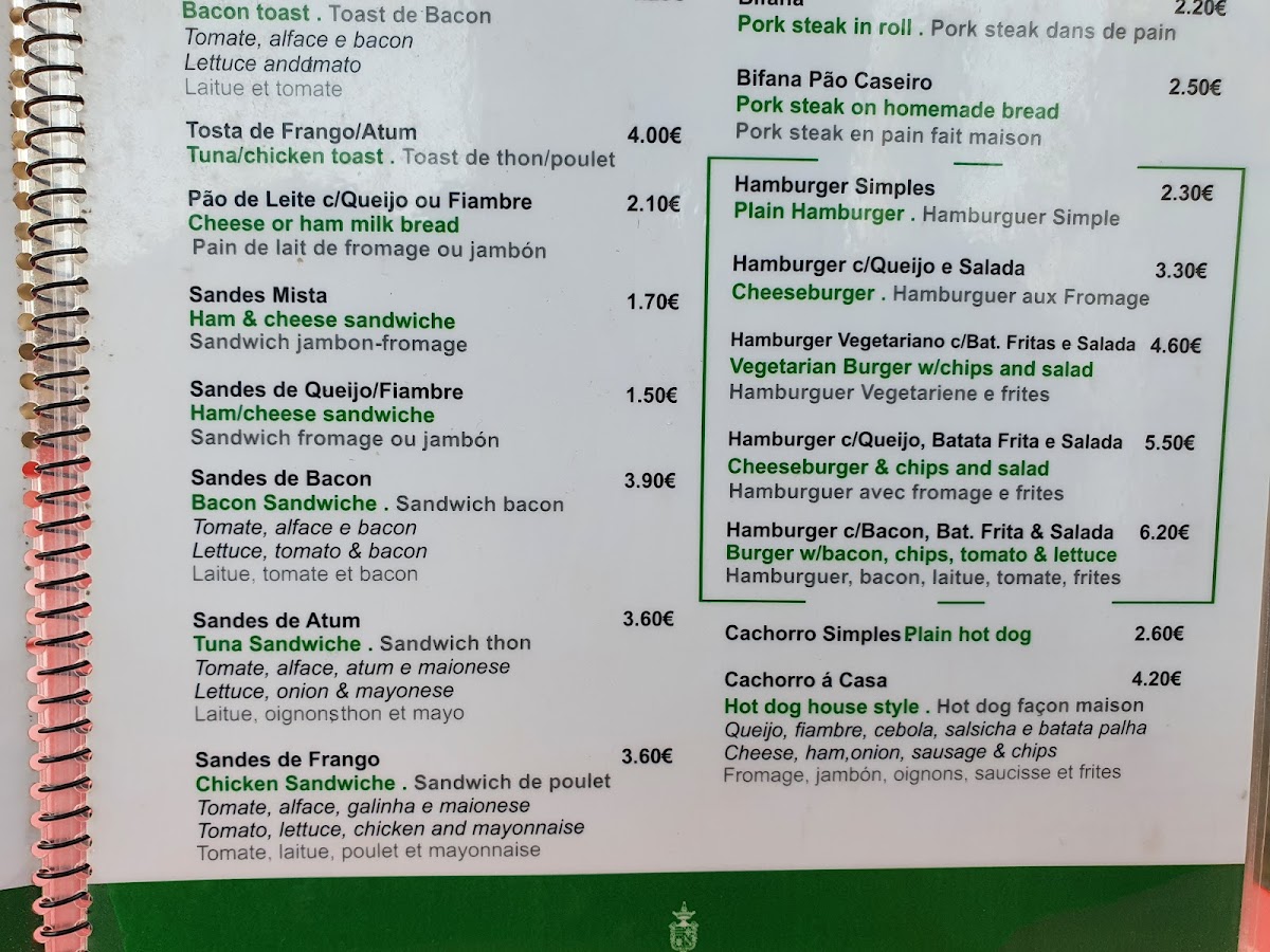 Snack Bar Guia F. C. Photo Menu 6