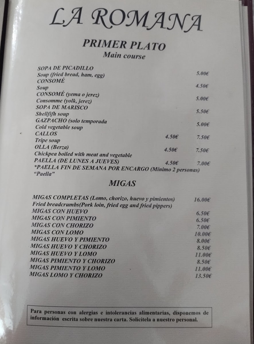 Restaurante La Romana Photo Menu 2