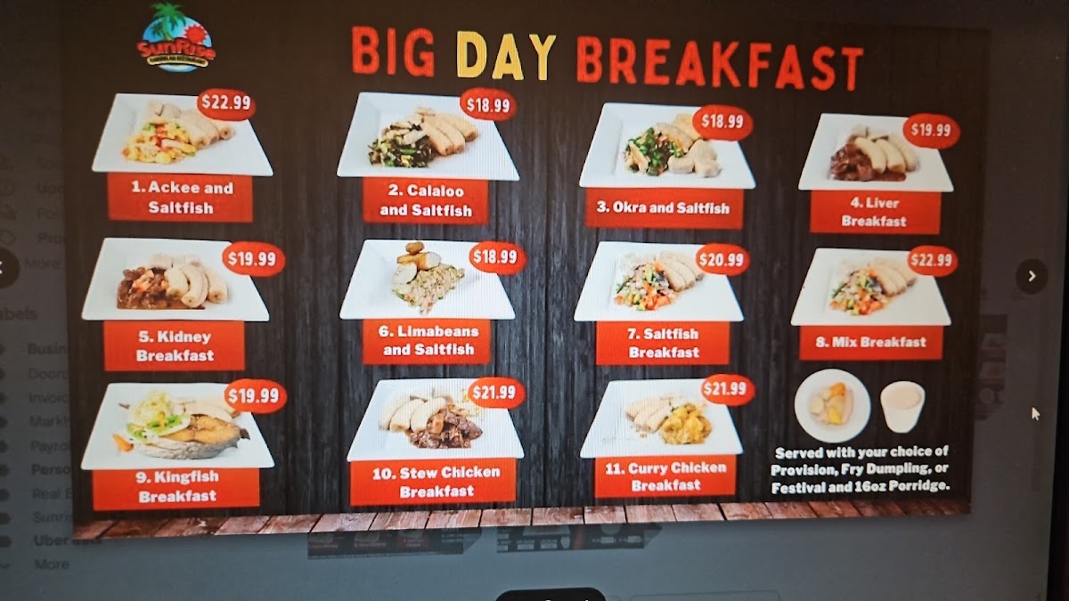 Sunrise Caribbean Restaurant Photo Menu 4