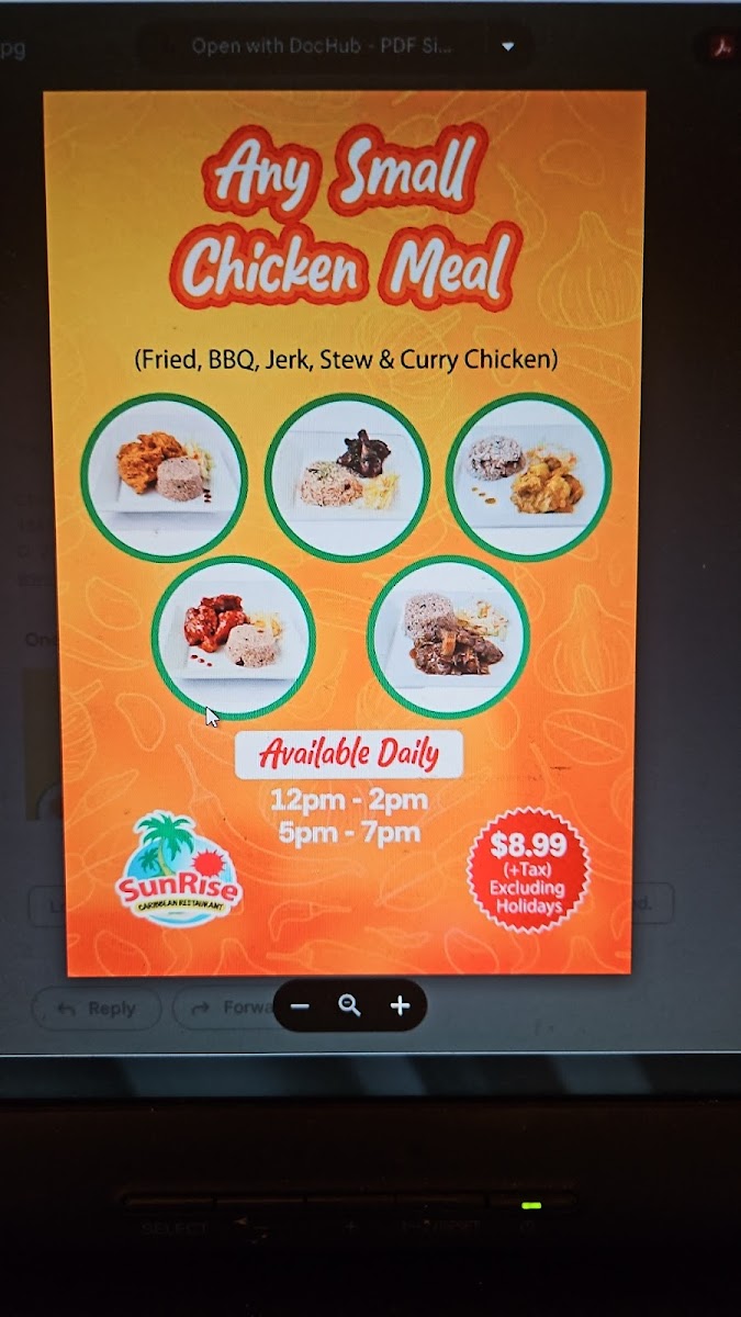 Sunrise Caribbean Restaurant Photo Menu 8