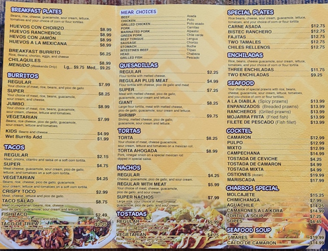 Los Charros Taquerria Photo Menu 1