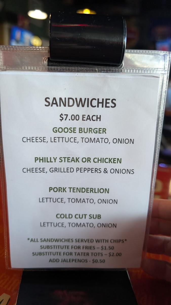 Goose's Sports Bar Photo Menu 2