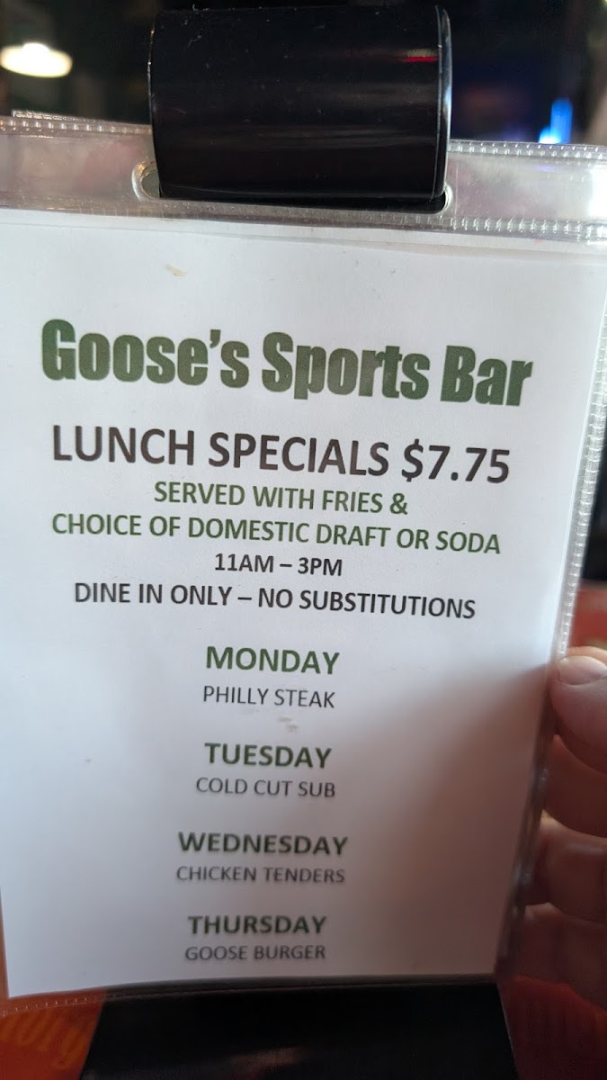 Goose's Sports Bar Photo Menu 3
