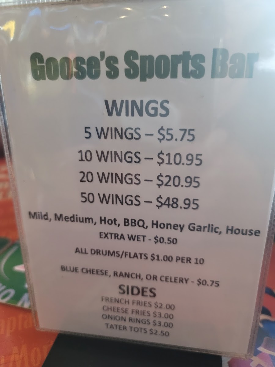 Goose's Sports Bar Photo Menu 9