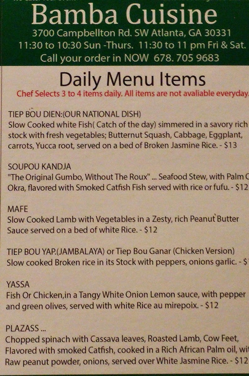 Bamba Cuisine Photo Menu 10