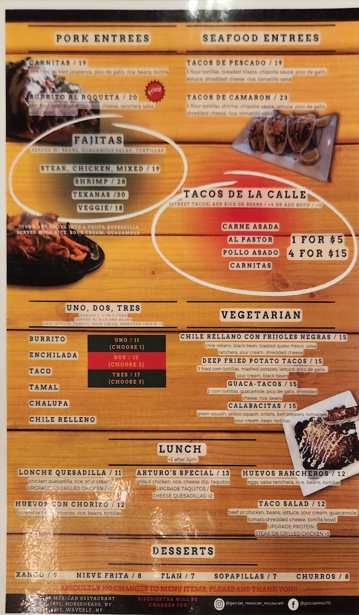 Garcia's Mexican Restaurant Photo Menu 1