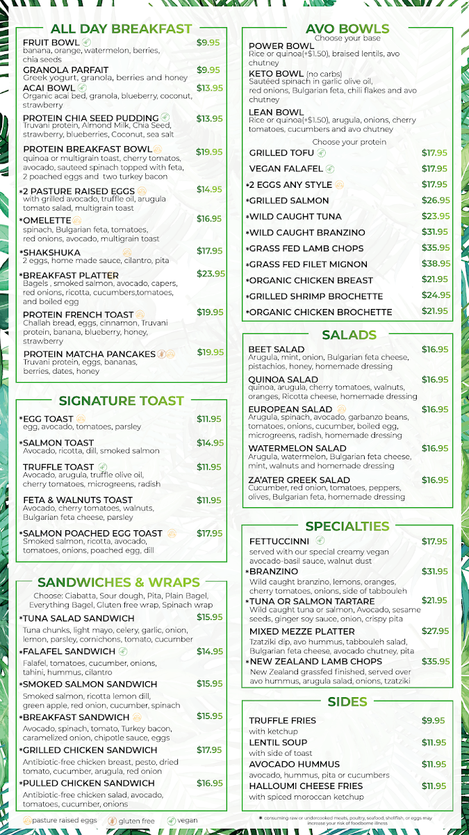 Avo Miami Photo Menu 1