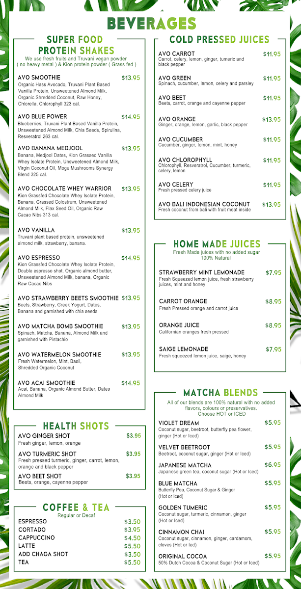 Avo Miami Photo Menu 2