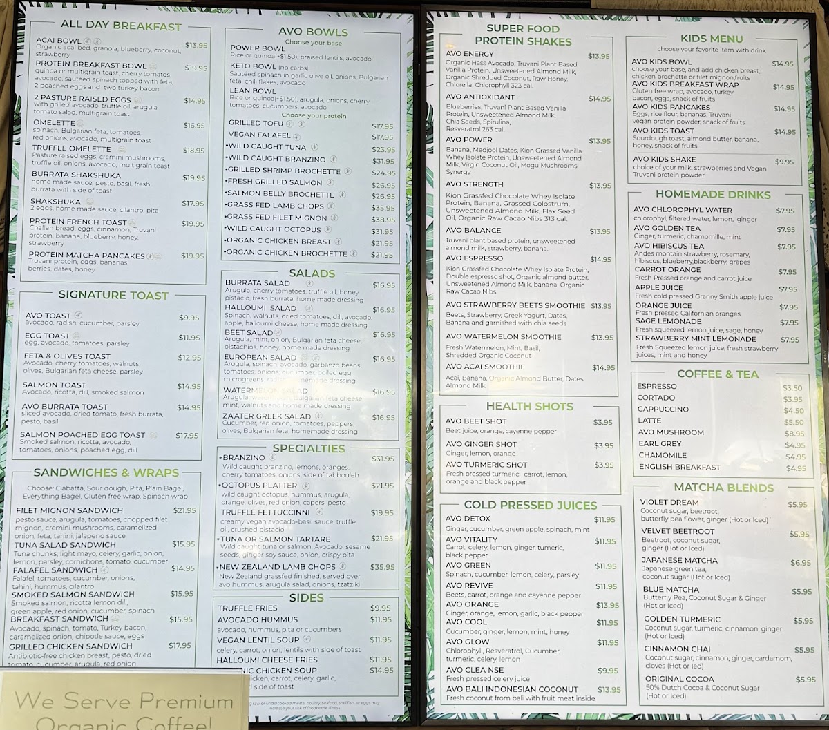 Avo Miami Photo Menu 3