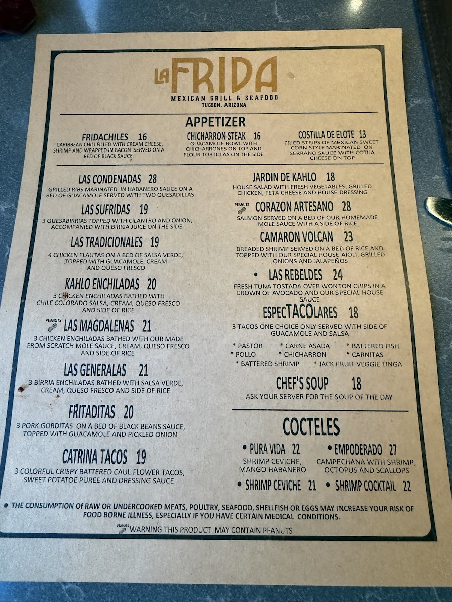 La Frida Mexican Grill & Seafood Photo Menu 1