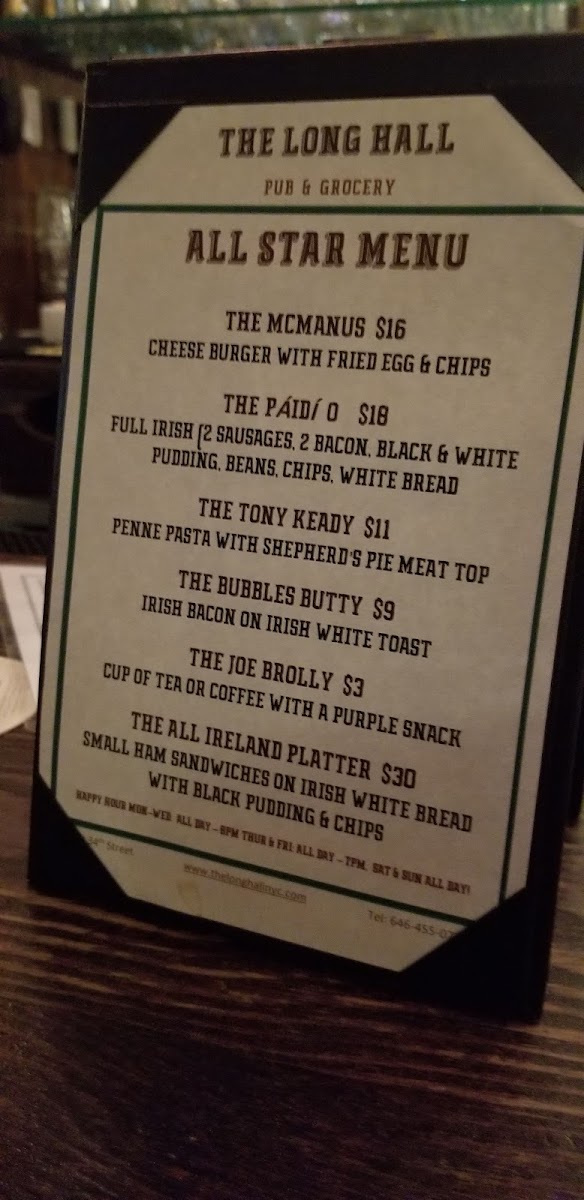 The Long Hall Pub & Grocery Photo Menu 10