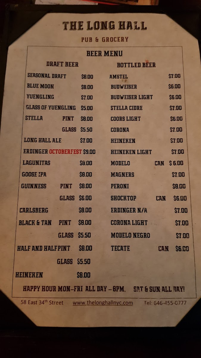 The Long Hall Pub & Grocery Photo Menu 7