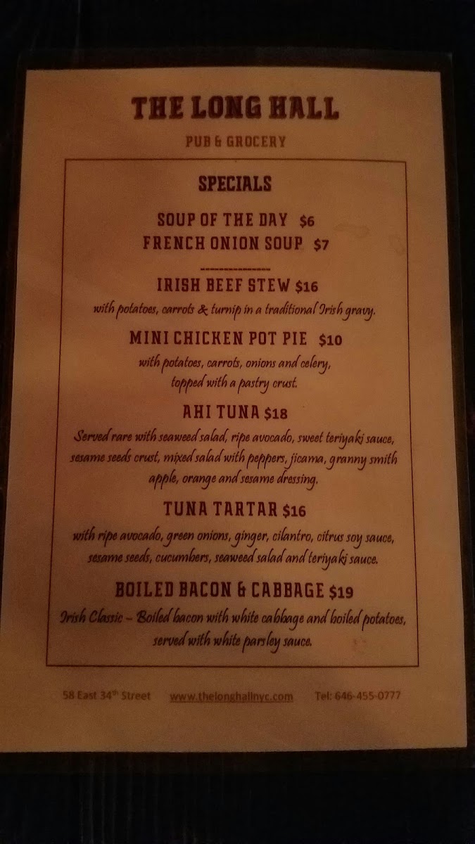 The Long Hall Pub & Grocery Photo Menu 8