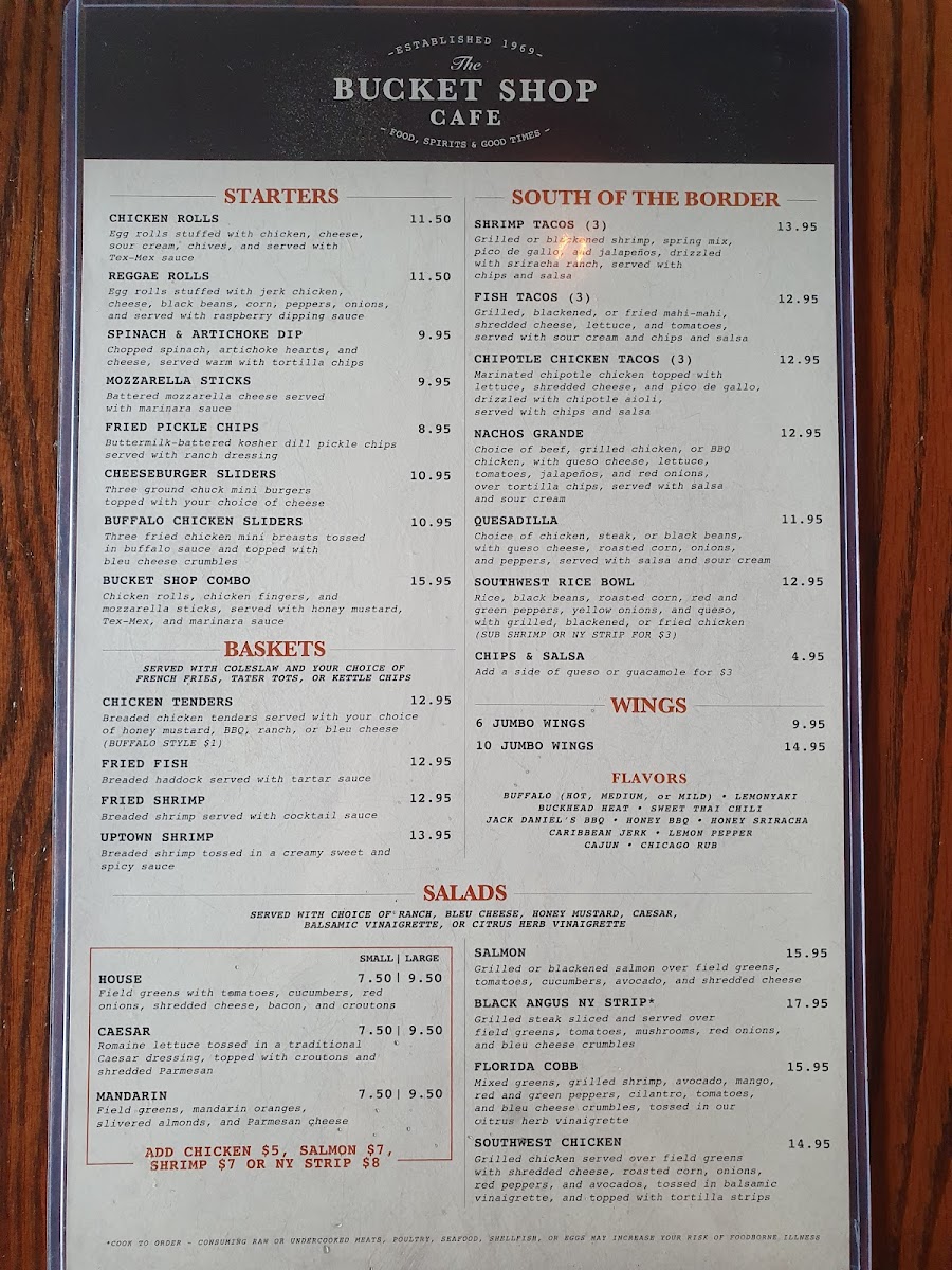 The Bucket Shop Cafe Photo Menu 3