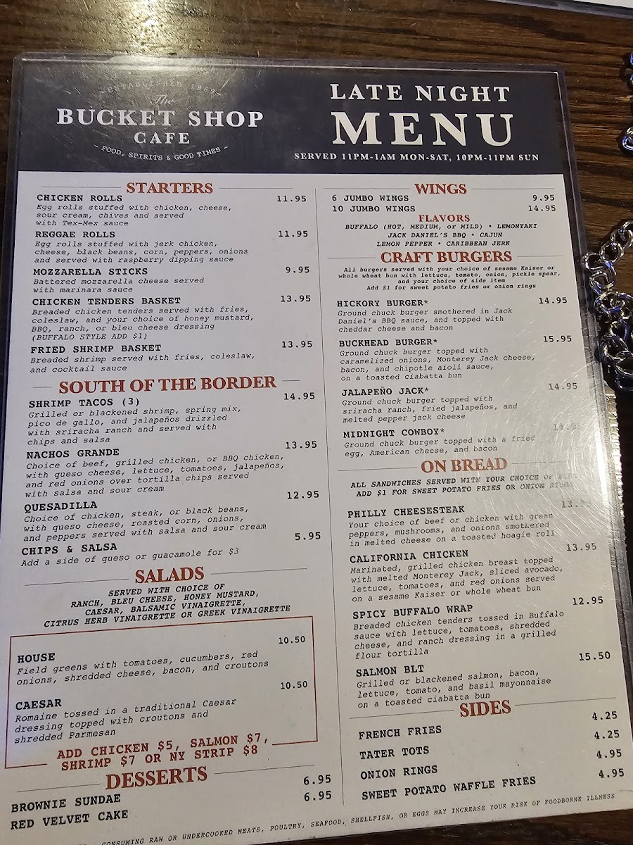 The Bucket Shop Cafe Photo Menu 5