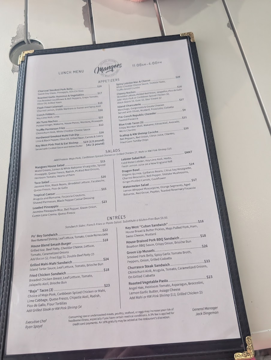 Mangoes Restaurant Photo Menu 3