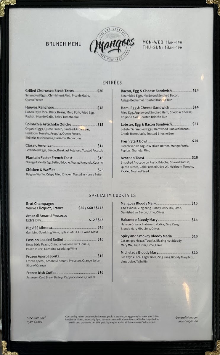 Mangoes Restaurant Photo Menu 5