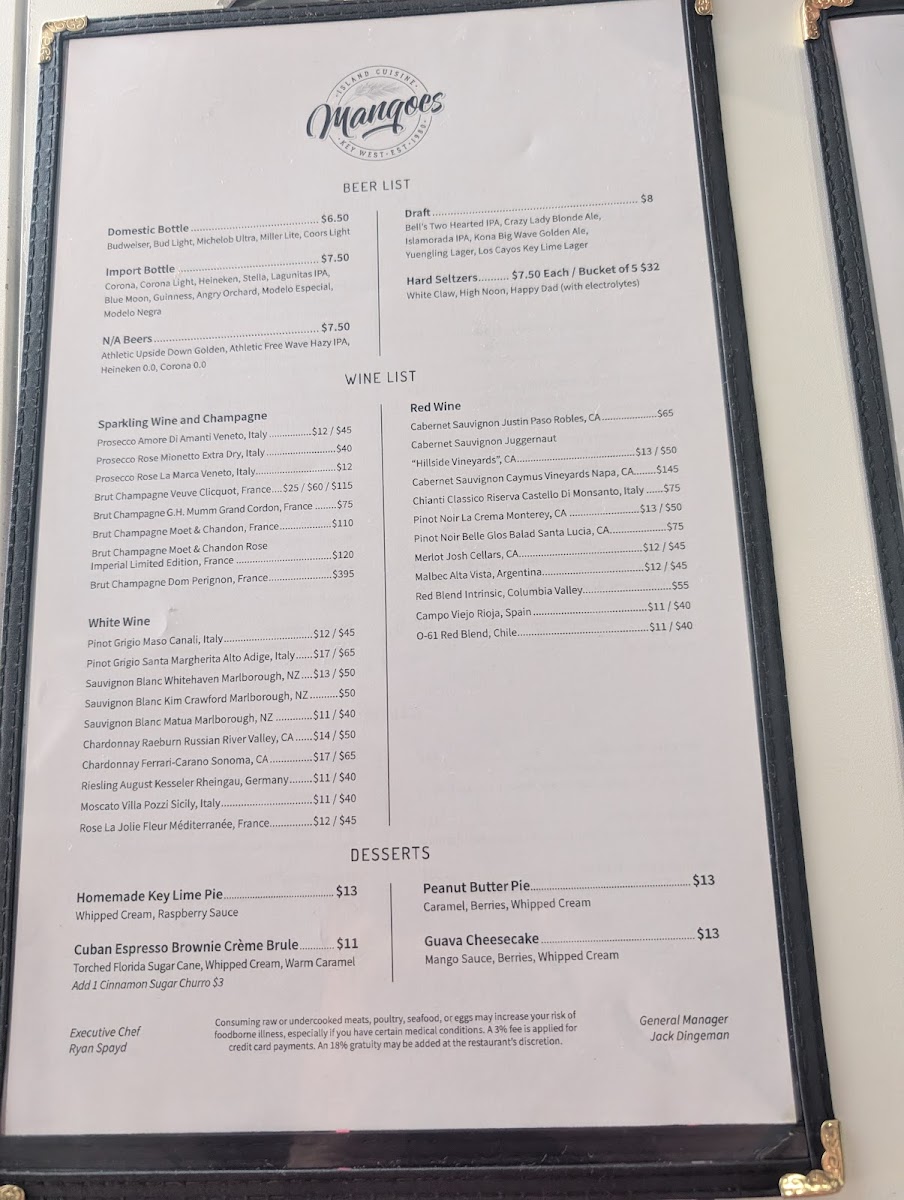 Mangoes Restaurant Photo Menu 9