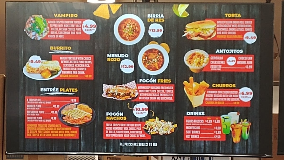 Tacos El Fogon Photo Menu 2