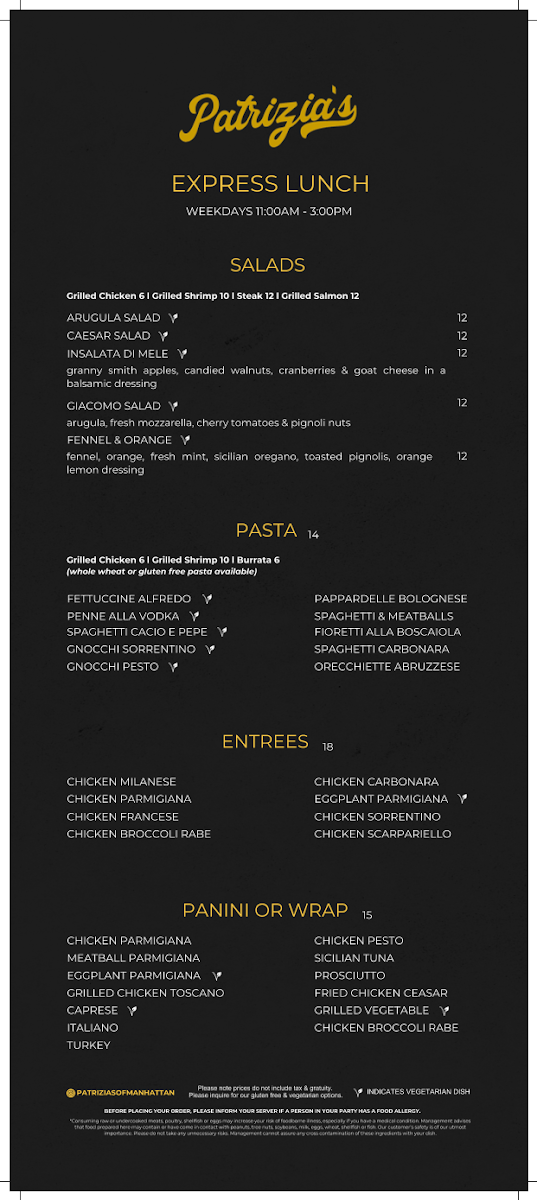 Patrizia's Of Manhattan Photo Menu 4