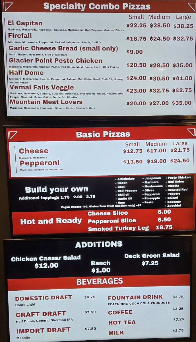 Curry Village Pizza Deck Photo Menu 1