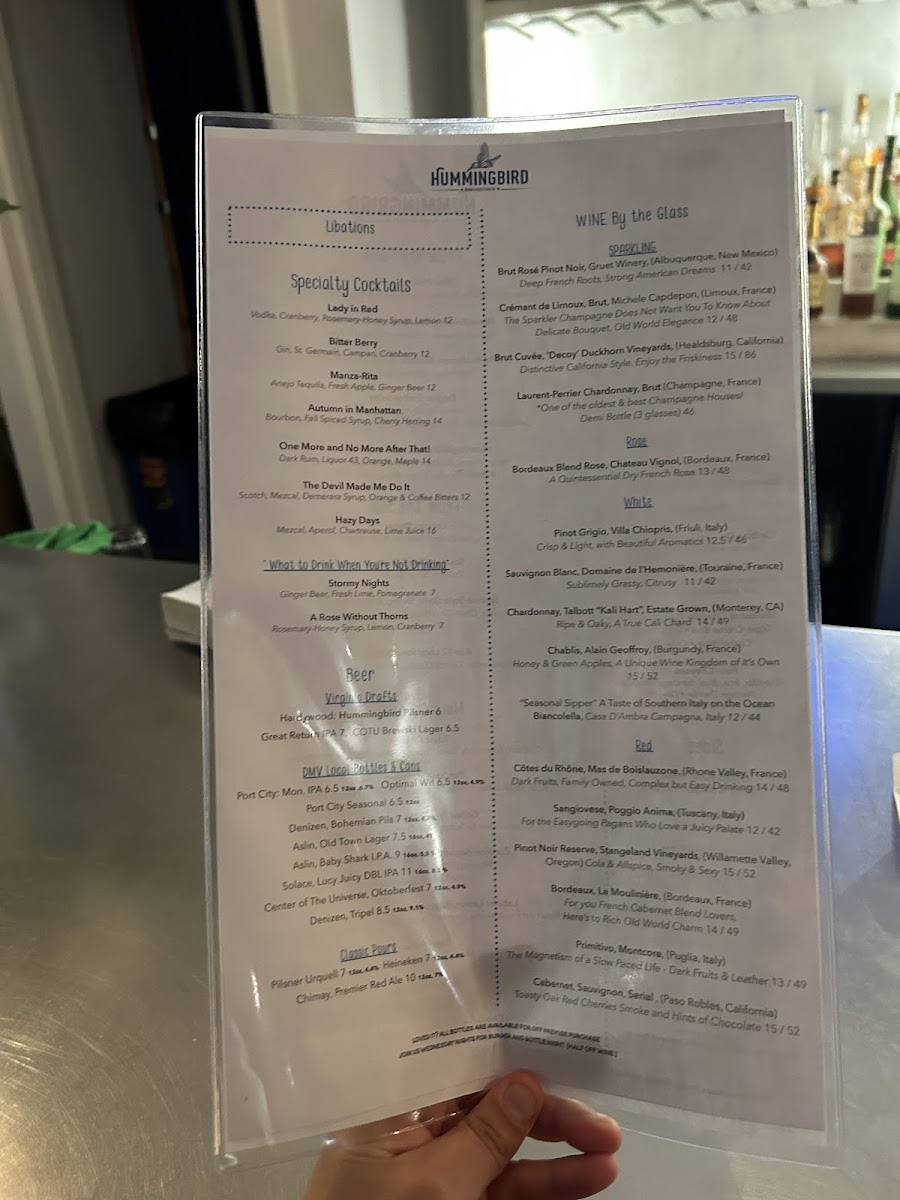 Hummingbird Bar and Kitchen Photo Menu 2