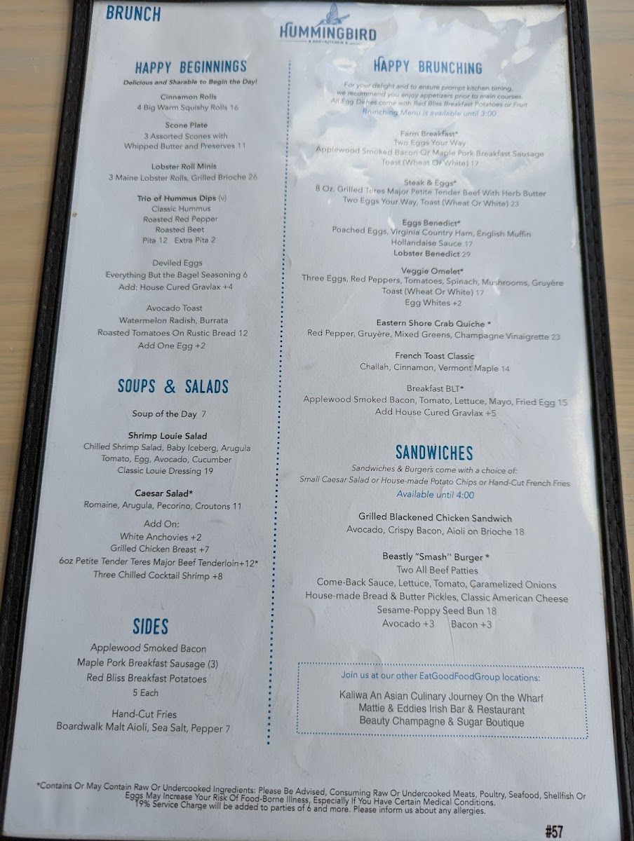 Hummingbird Bar and Kitchen Photo Menu 5