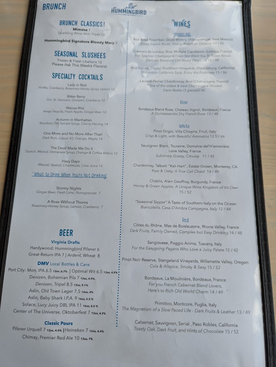 Hummingbird Bar and Kitchen Photo Menu 7