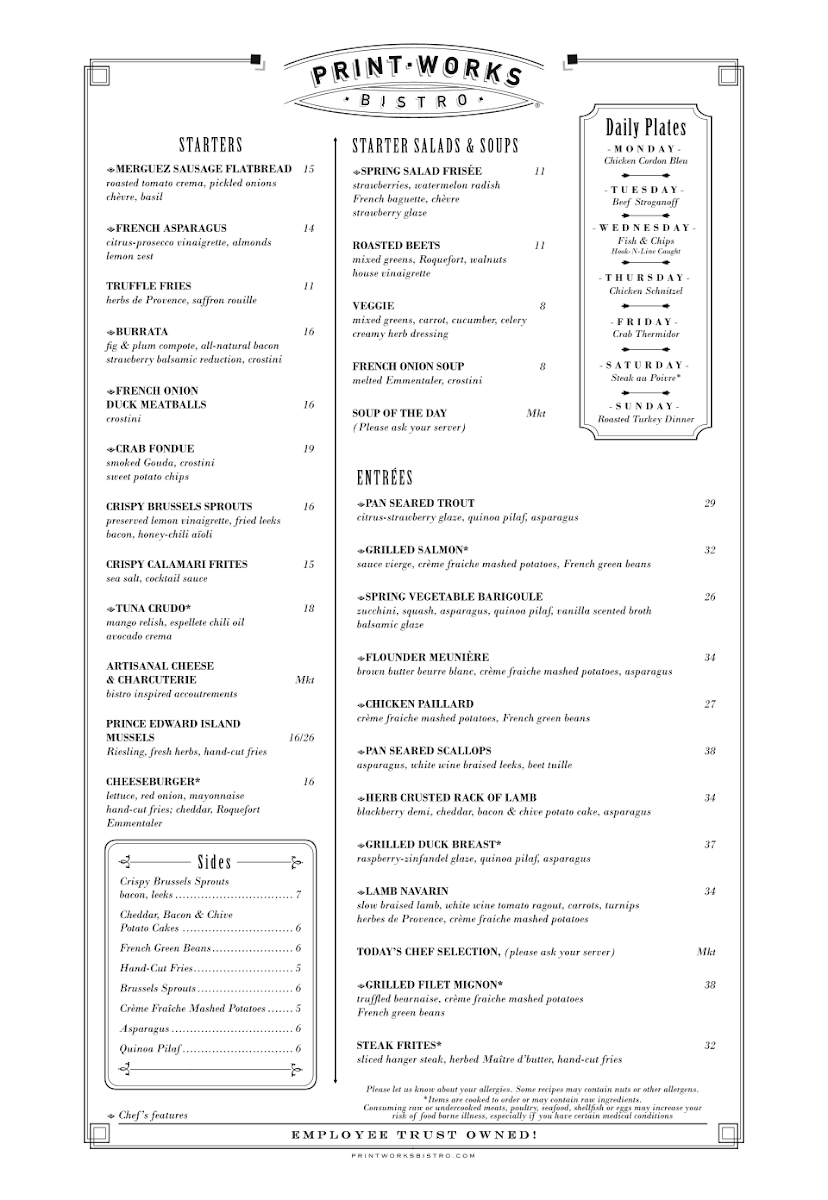 Print Works Bistro Photo Menu 1