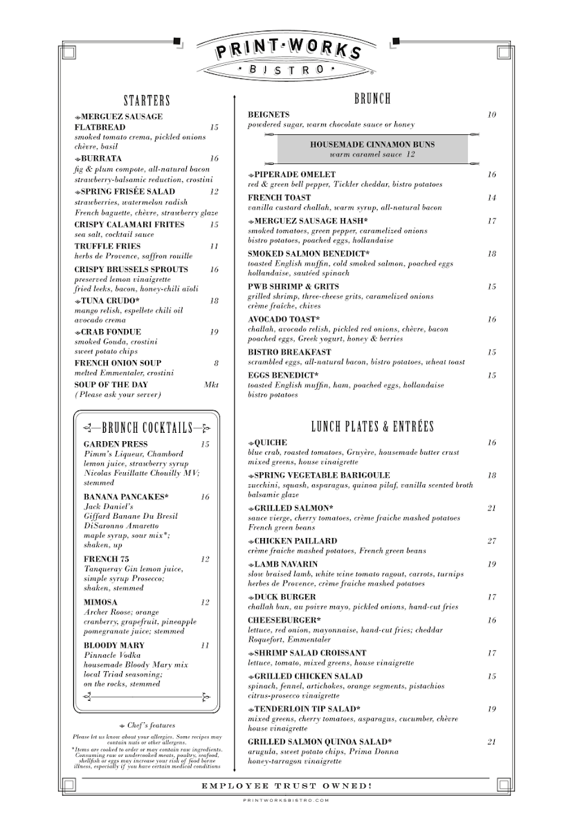 Print Works Bistro Photo Menu 2