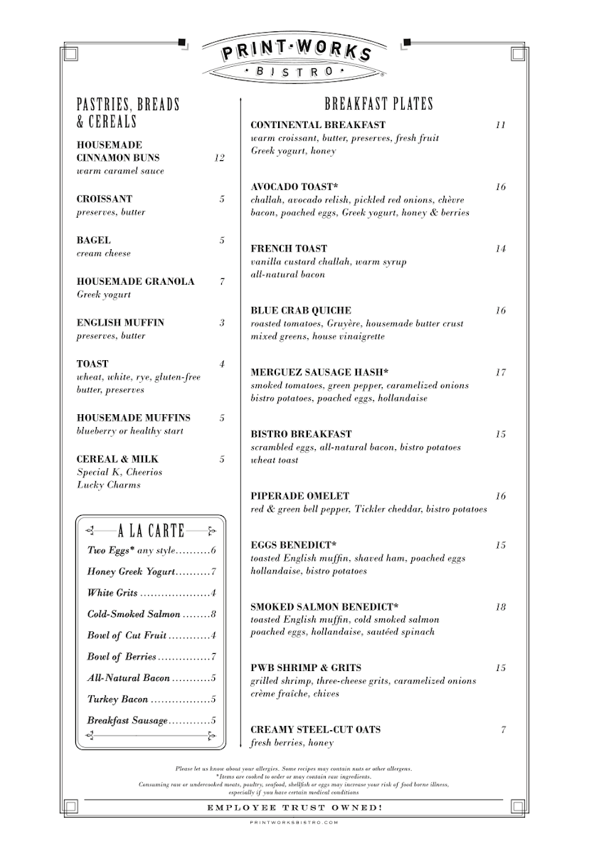 Print Works Bistro Photo Menu 5
