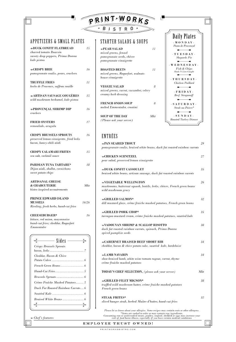 Print Works Bistro Photo Menu 9