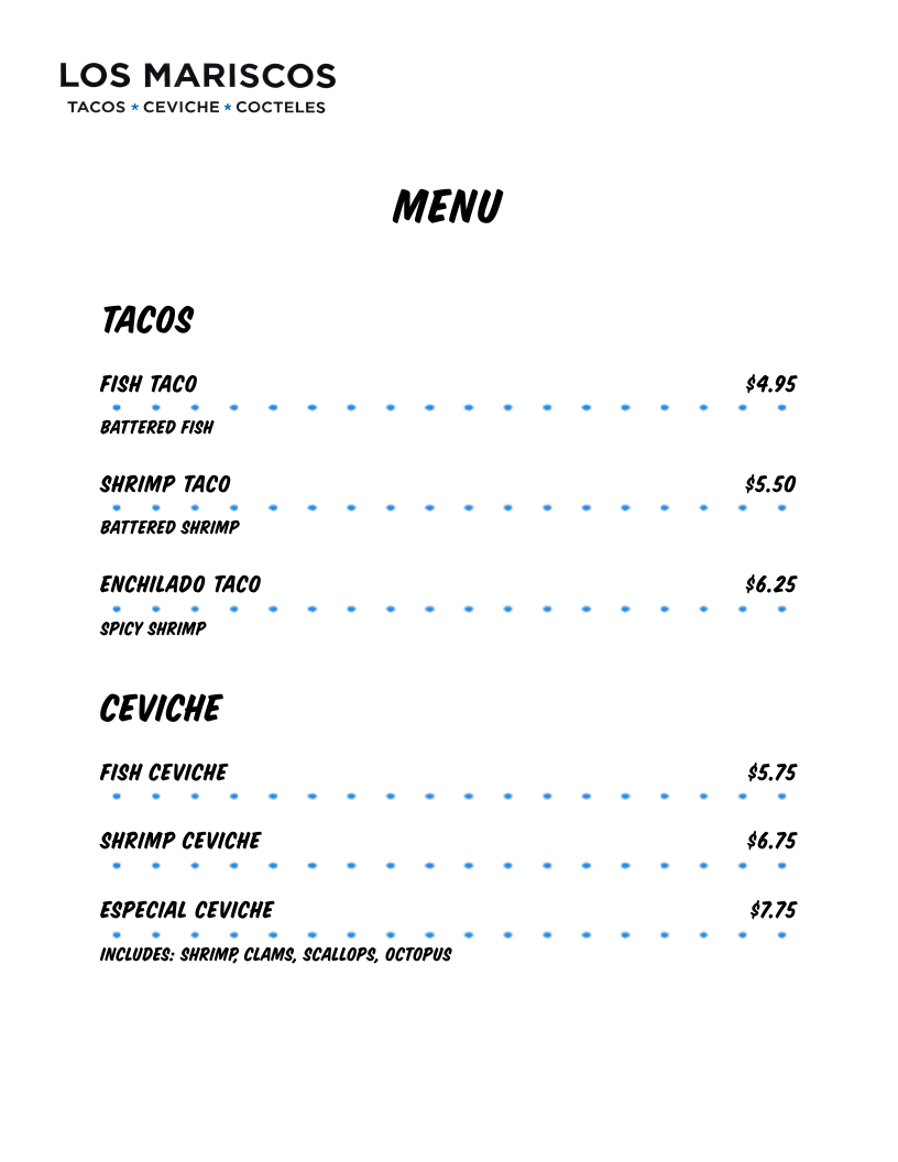 Los Mariscos Photo Menu 2
