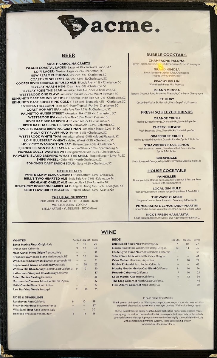 Acme Lowcountry Kitchen Photo Menu 10