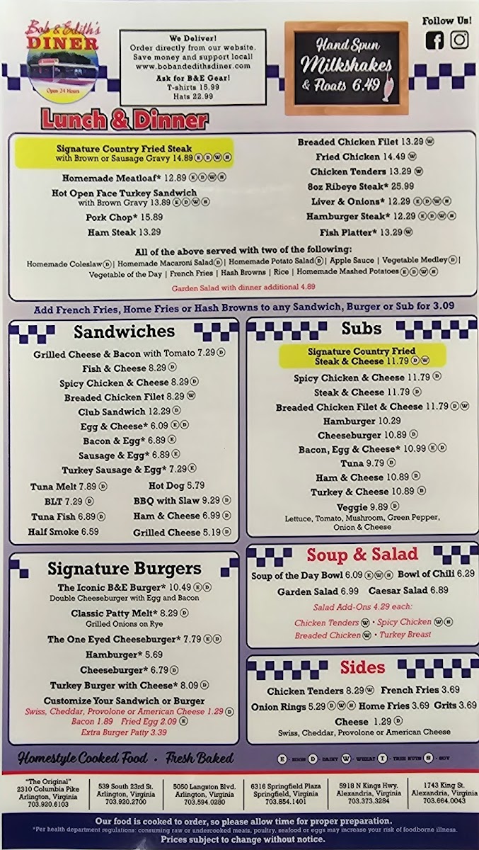 Bob & Edith's Diner Photo Menu 2