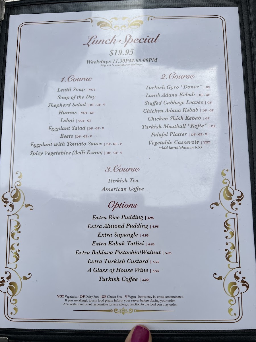 ABA Turkish Restaurant Photo Menu 10