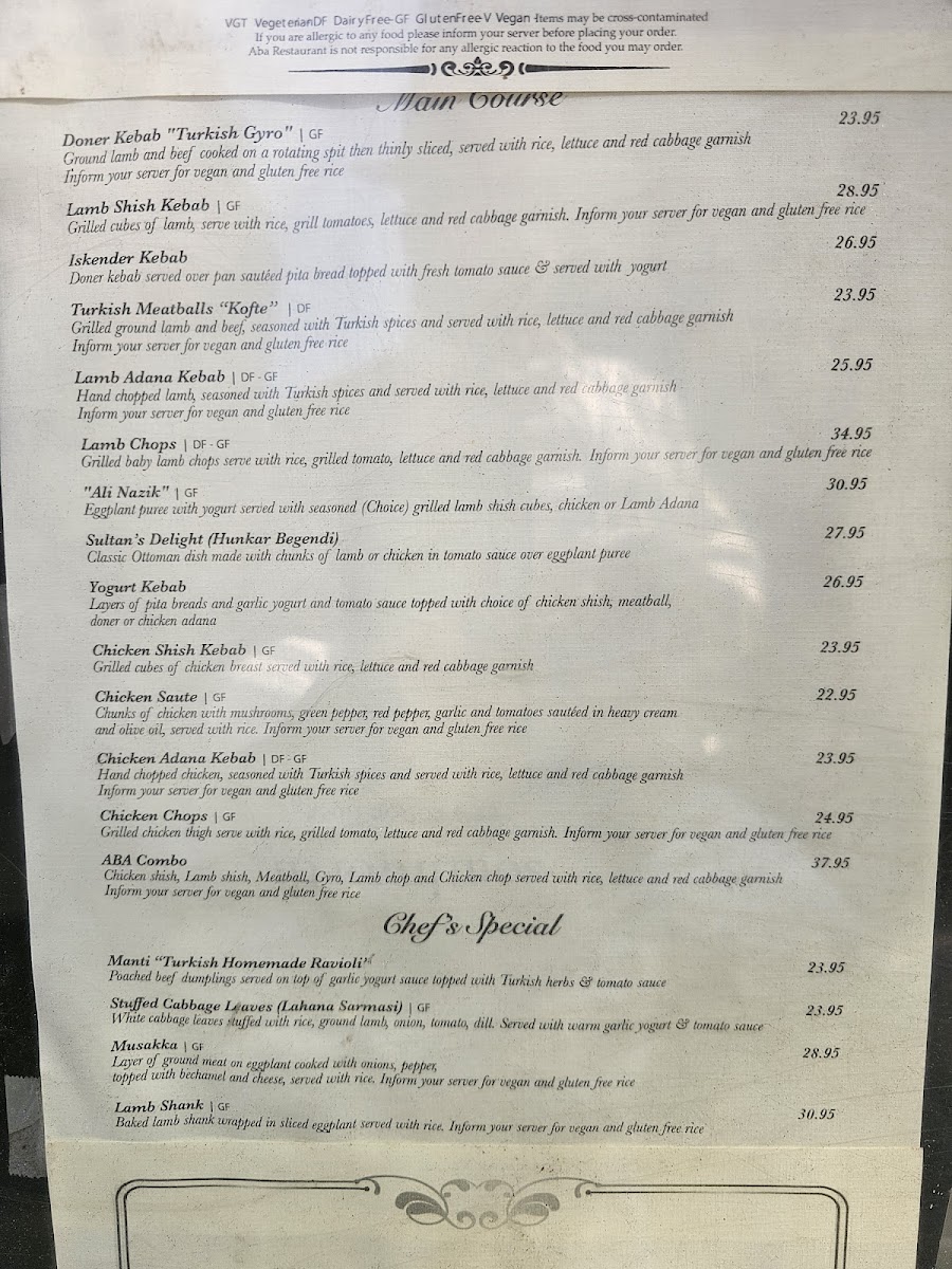 ABA Turkish Restaurant Photo Menu 4