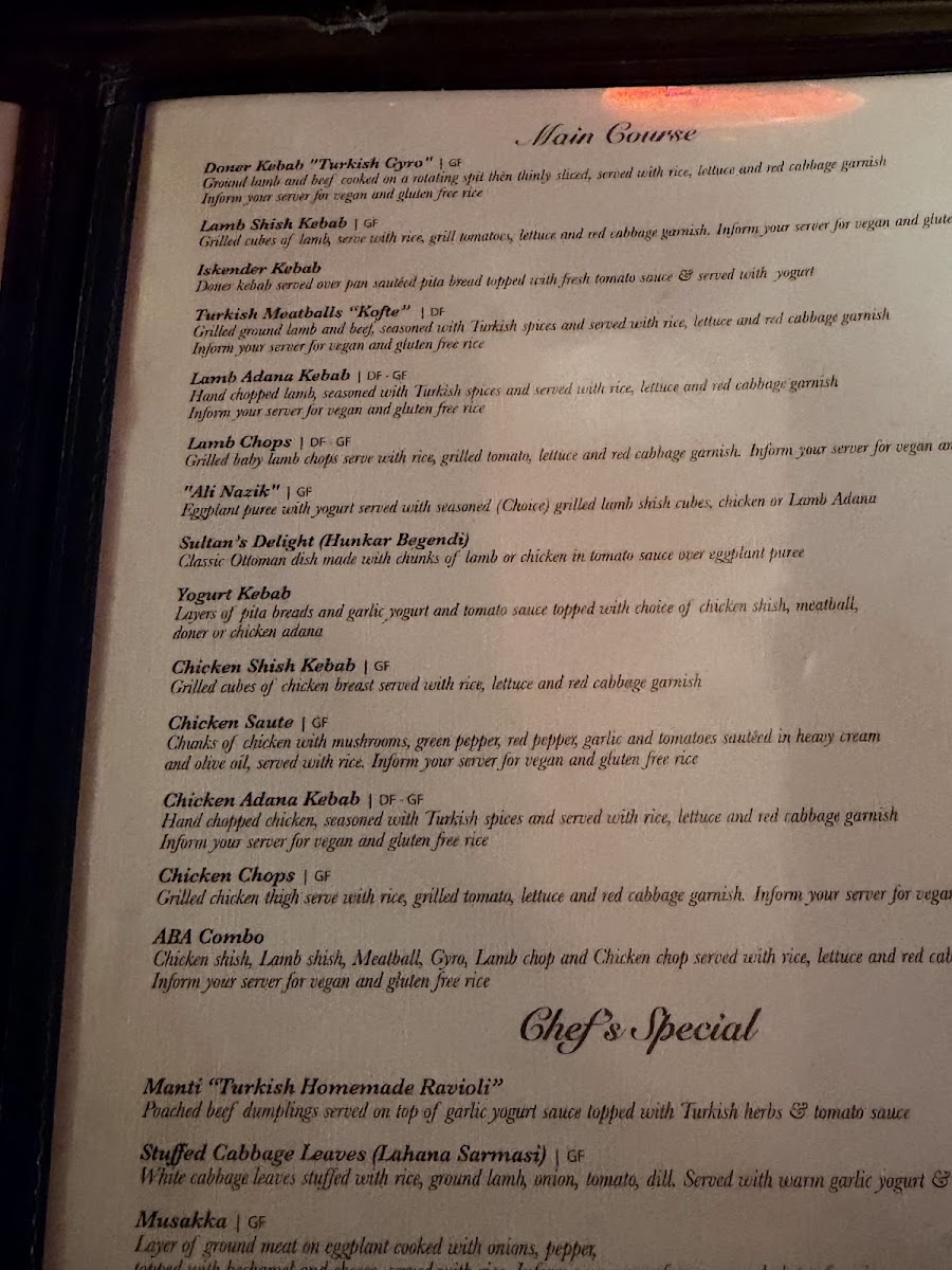 ABA Turkish Restaurant Photo Menu 6